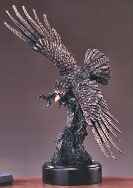 Eagle Sculpture Swooping down to catch it prey trophy statue base